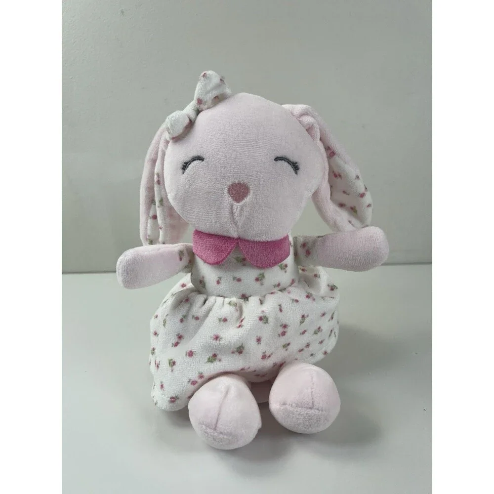 Chickpea Plush Bunny Rabbit White Pink Floral Flowers 11” Stuffed Animal Lovey